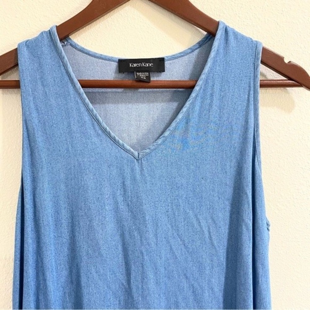 Karen Kane Chambray Tank Dress USA Made Sun Sleeveless Blue Soft XS 100% Rayon - Picture 2 of 7